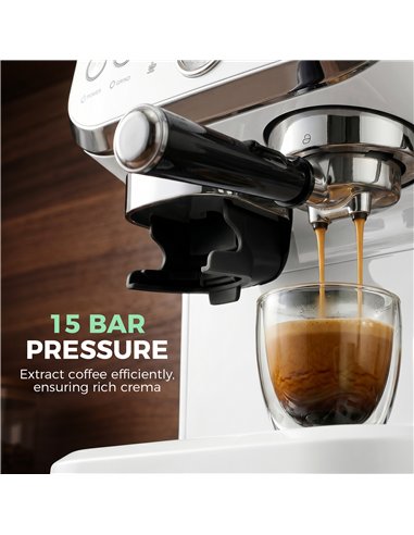 HOMCOM Bean to Cup Coffee Machine, Espresso Machine with Integrated Bean Grinder & Steam Wand, White