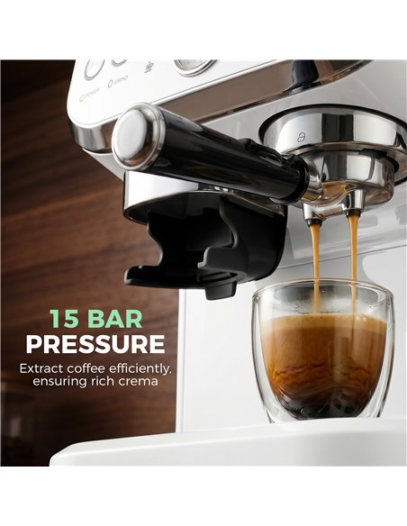HOMCOM Bean to Cup Coffee Machine, Espresso Machine with Integrated Bean Grinder & Steam Wand, White - pic 193185 | FastDaddyshop