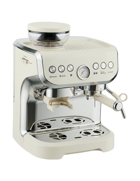 HOMCOM Bean to Cup Coffee Machine, Espresso Machine with Integrated Bean Grinder & Steam Wand, Cream White - pic 193189 | FastDaddyshop