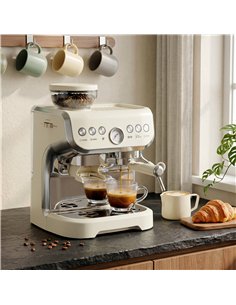 HOMCOM Bean to Cup Coffee Machine, Espresso Machine with Integrated Bean Grinder & Steam Wand, Cream White 2