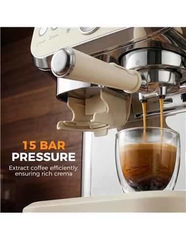 HOMCOM Bean to Cup Coffee Machine, Espresso Machine with Integrated Bean Grinder & Steam Wand, Cream White