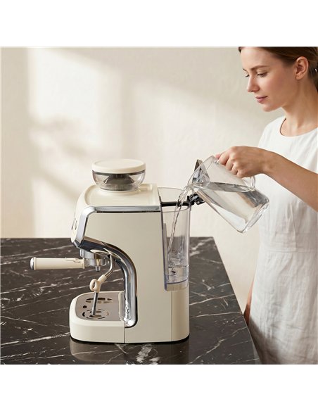 HOMCOM Bean to Cup Coffee Machine, Espresso Machine with Integrated Bean Grinder & Steam Wand, Cream White - pic 193196 | FastDaddyshop