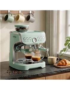 HOMCOM Bean to Cup Coffee Machine, Espresso Machine with Integrated Bean Grinder & Steam Wand, Light Green 2
