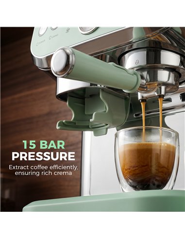 HOMCOM Bean to Cup Coffee Machine, Espresso Machine with Integrated Bean Grinder & Steam Wand, Light Green