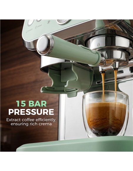 HOMCOM Bean to Cup Coffee Machine, Espresso Machine with Integrated Bean Grinder & Steam Wand, Light Green - pic 193203 | FastDaddyshop