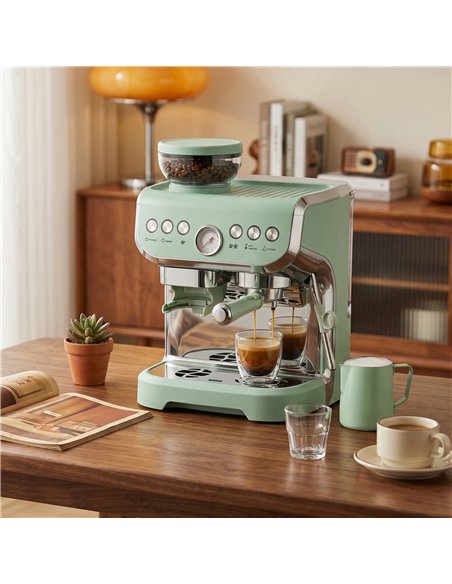HOMCOM Bean to Cup Coffee Machine, Espresso Machine with Integrated Bean Grinder & Steam Wand, Light Green - pic 193205 | FastDaddyshop