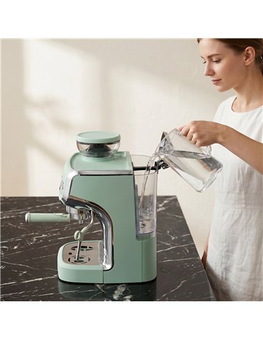 HOMCOM Bean to Cup Coffee Machine, Espresso Machine with Integrated Bean Grinder & Steam Wand, Light Green
