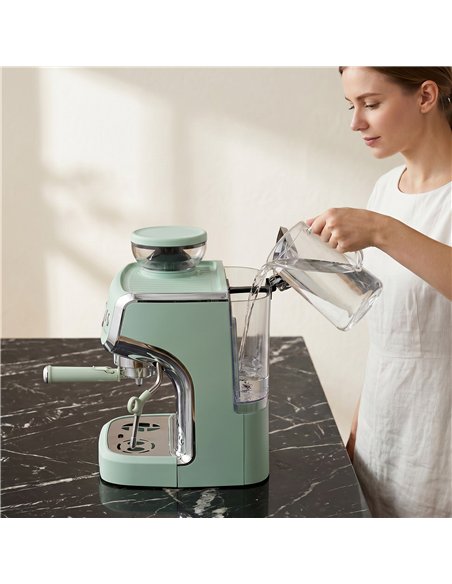 HOMCOM Bean to Cup Coffee Machine, Espresso Machine with Integrated Bean Grinder & Steam Wand, Light Green - pic 193206 | FastDaddyshop