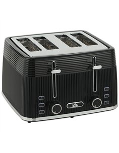 HOMCOM 4 Slice Toaster with 7 Browning Levels, Bread Toaster with Removable Crumb Tray, Black