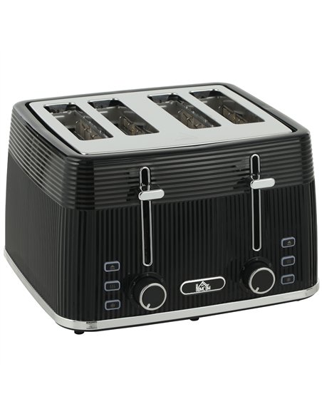 HOMCOM 4 Slice Toaster with 7 Browning Levels, Bread Toaster with Removable Crumb Tray, Black - pic 193207 | FastDaddyshop