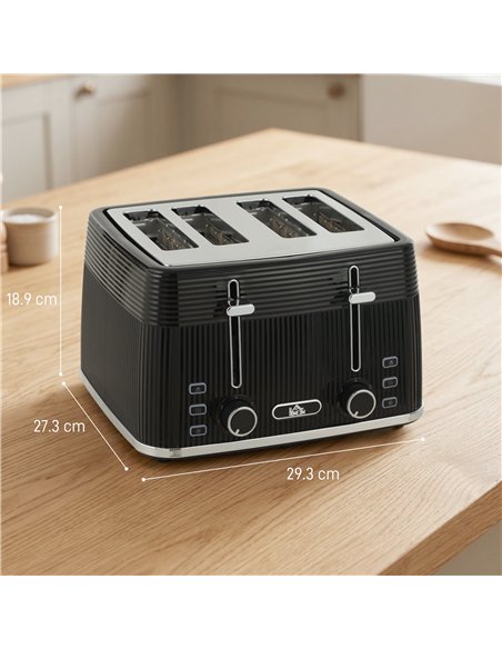 HOMCOM 4 Slice Toaster with 7 Browning Levels, Bread Toaster with Removable Crumb Tray, Black - pic 193209 | FastDaddyshop