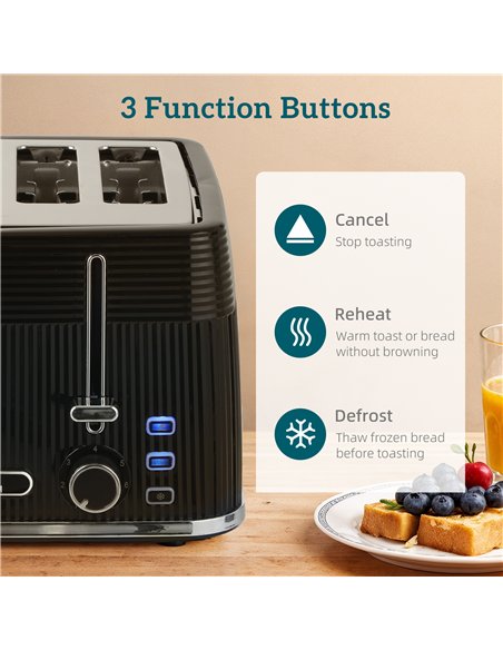 HOMCOM 4 Slice Toaster with 7 Browning Levels, Bread Toaster with Removable Crumb Tray, Black - pic 193212 | FastDaddyshop