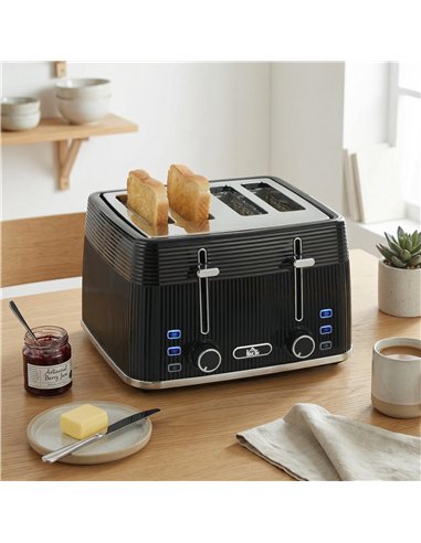 HOMCOM 4 Slice Toaster with 7 Browning Levels, Bread Toaster with Removable Crumb Tray, Black