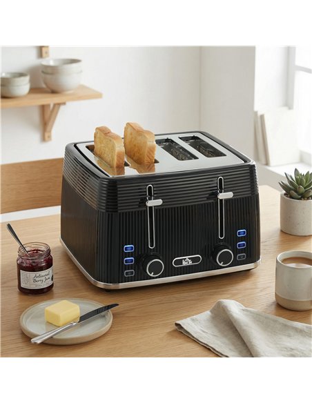 HOMCOM 4 Slice Toaster with 7 Browning Levels, Bread Toaster with Removable Crumb Tray, Black - pic 193214 | FastDaddyshop