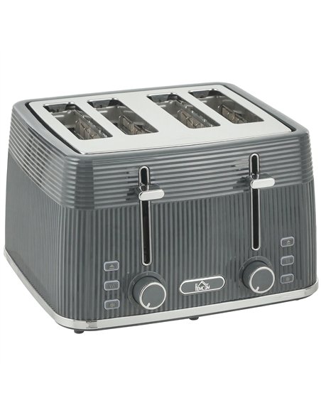 HOMCOM 4 Slice Toaster with 7 Browning Levels, Bread Toaster with Removable Crumb Tray, Grey - pic 193216 | FastDaddyshop