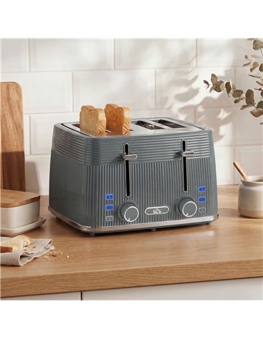 HOMCOM 4 Slice Toaster with 7 Browning Levels, Bread Toaster with Removable Crumb Tray, Grey