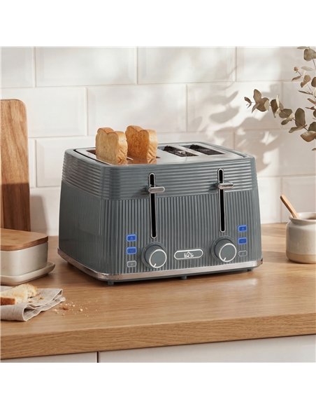 HOMCOM 4 Slice Toaster with 7 Browning Levels, Bread Toaster with Removable Crumb Tray, Grey - pic 193217 | FastDaddyshop