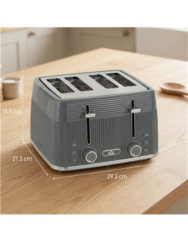 HOMCOM 4 Slice Toaster with 7 Browning Levels, Bread Toaster with Removable Crumb Tray, Grey