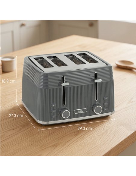 HOMCOM 4 Slice Toaster with 7 Browning Levels, Bread Toaster with Removable Crumb Tray, Grey - pic 193218 | FastDaddyshop