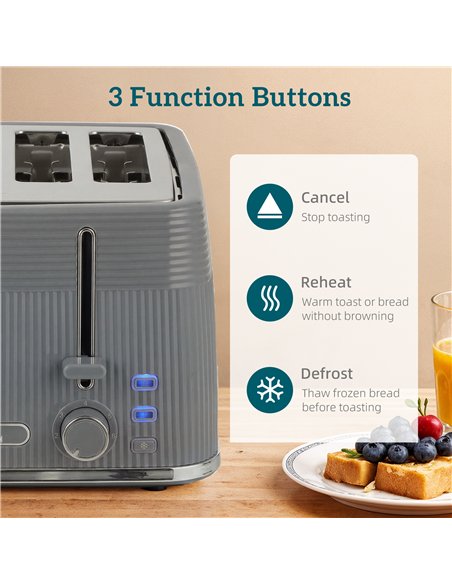 HOMCOM 4 Slice Toaster with 7 Browning Levels, Bread Toaster with Removable Crumb Tray, Grey - pic 193221 | FastDaddyshop