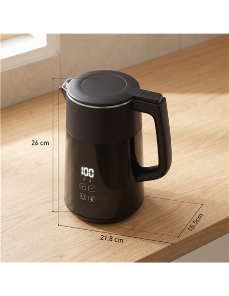 HOMCOM Electric Kettle, 1.7L Fast Boil 3kW Water Kettle with UK Strix Thermostat, LED Display, Keep Warm Function, Black - pic 193227 | FastDaddyshop