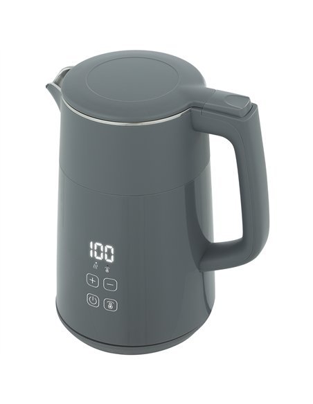 HOMCOM Electric Kettle, 1.7L Fast Boil 3kW Water Kettle with UK Strix Thermostat, LED Display, Keep Warm Function, Grey - pic 193234 | FastDaddyshop