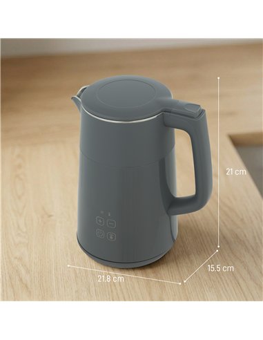 HOMCOM Electric Kettle, 1.7L Fast Boil 3kW Water Kettle with UK Strix Thermostat, LED Display, Keep Warm Function, Grey