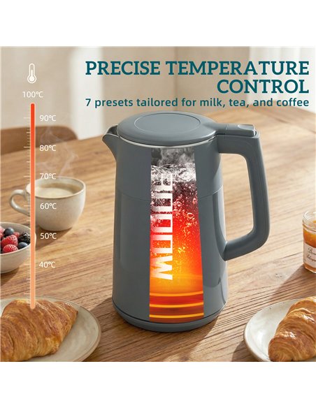 HOMCOM Electric Kettle, 1.7L Fast Boil 3kW Water Kettle with UK Strix Thermostat, LED Display, Keep Warm Function, Grey - pic 193239 | FastDaddyshop