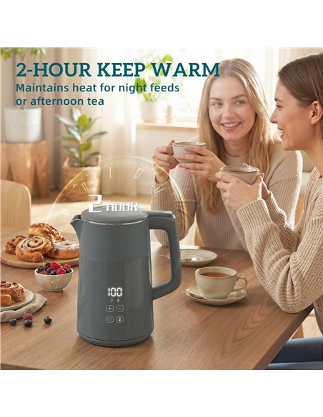 HOMCOM Electric Kettle, 1.7L Fast Boil 3kW Water Kettle with UK Strix Thermostat, LED Display, Keep Warm Function, Grey - pic 193240 | FastDaddyshop