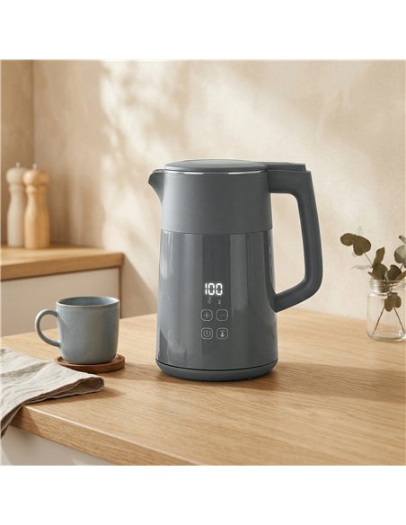 HOMCOM Electric Kettle, 1.7L Fast Boil 3kW Water Kettle with UK Strix Thermostat, LED Display, Keep Warm Function, Grey - pic 193242 | FastDaddyshop