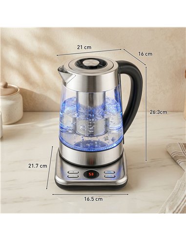HOMCOM Electric Kettle, 1.7L Fast Boil 3KW Water Kettle with UK Strix Thermostat, Tea Infuser, Keep Warm Function