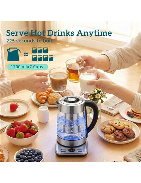 HOMCOM Electric Kettle, 1.7L Fast Boil 3KW Water Kettle with UK Strix Thermostat, Tea Infuser, Keep Warm Function - pic 193246 | FastDaddyshop