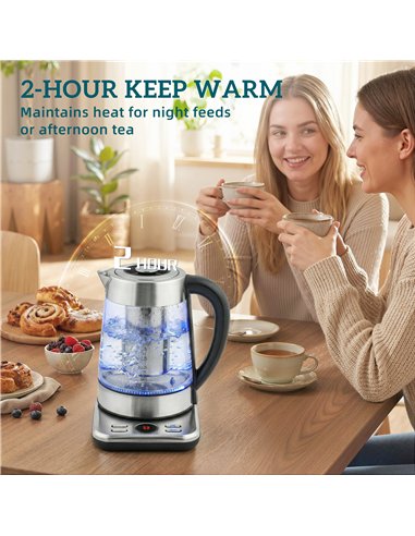 HOMCOM Electric Kettle, 1.7L Fast Boil 3KW Water Kettle with UK Strix Thermostat, Tea Infuser, Keep Warm Function