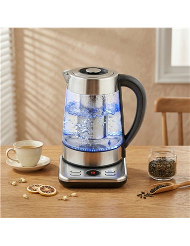 HOMCOM Electric Kettle, 1.7L Fast Boil 3KW Water Kettle with UK Strix Thermostat, Tea Infuser, Keep Warm Function