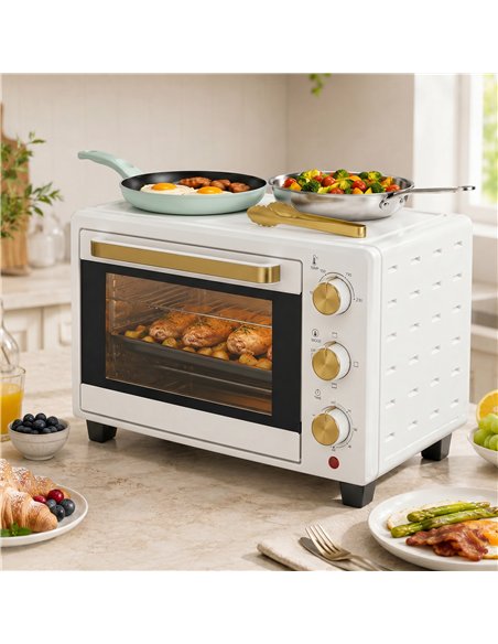 HOMCOM 21L Mini Countertop Oven, 100°C-230°C Adjustable Temperature, White - pic 193269 | FastDaddyshop