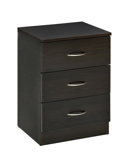 HOMCOM Three-Drawer Simple Bedside Table - Black - pic 193270 | FastDaddyshop