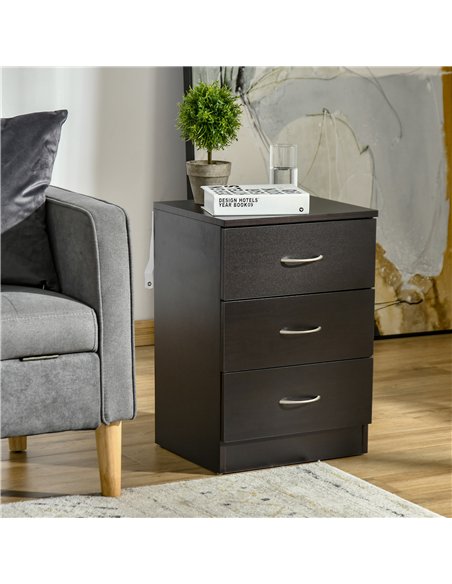 HOMCOM Three-Drawer Simple Bedside Table - Black - pic 193271 | FastDaddyshop