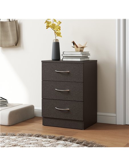 HOMCOM Three-Drawer Simple Bedside Table - Black - pic 193276 | FastDaddyshop