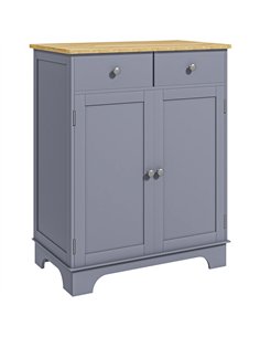 HOMCOM Side Storage Multi-use Sideboard Table Kitchen Floor Cabinet with Solid Wood Top, Adjustable Shelf, Drawer, Grey