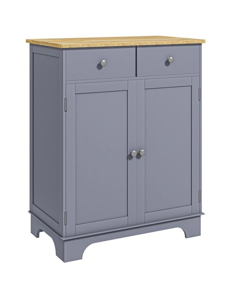 HOMCOM Side Storage Multi-use Sideboard Table Kitchen Floor Cabinet with Solid Wood Top, Adjustable Shelf, Drawer, Grey - pic 193279 | FastDaddyshop