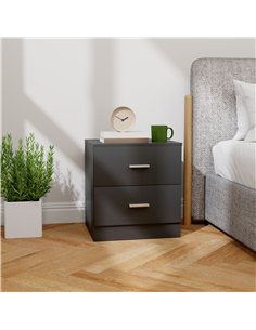 HOMCOM Modern Bedside Table, Beside Cabinet with 2 Drawers, for Bedroom, Living Room, Black 2