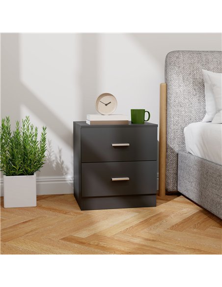HOMCOM Modern Bedside Table, Beside Cabinet with 2 Drawers, for Bedroom, Living Room, Black - pic 193289 | FastDaddyshop
