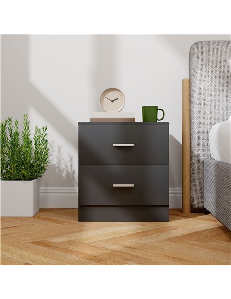 HOMCOM Modern Bedside Table, Beside Cabinet with 2 Drawers, for Bedroom, Living Room, Black - pic 193295 | FastDaddyshop