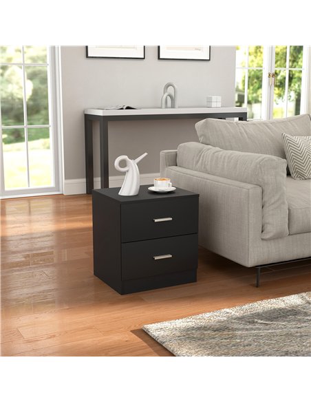HOMCOM Modern Bedside Table, Beside Cabinet with 2 Drawers, for Bedroom, Living Room, Black - pic 193296 | FastDaddyshop