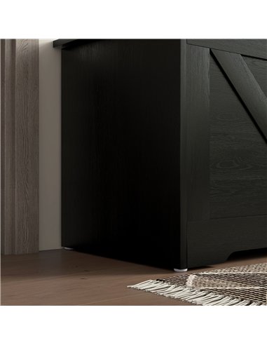HOMCOM 100L Home Storage Box, with Safety Hinge - Black Wood-Effect