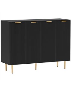 HOMCOM Sideboard Buffet Cabinet, Modern Kitchen Storage Cabinet with Adjustable Shelves and Metal Legs, Black