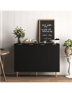 HOMCOM Sideboard Buffet Cabinet, Modern Kitchen Storage Cabinet with Adjustable Shelves and Metal Legs, Black 2
