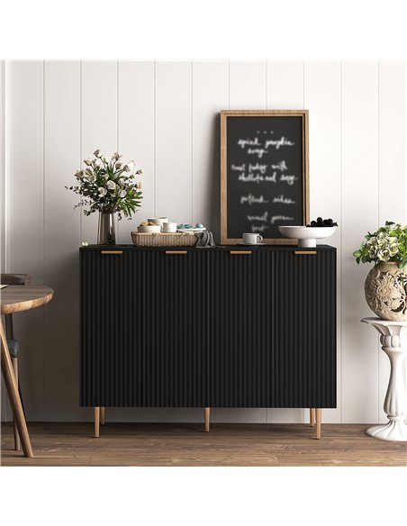 HOMCOM Sideboard Buffet Cabinet, Modern Kitchen Storage Cabinet with Adjustable Shelves and Metal Legs, Black - pic 193316 | FastDaddyshop