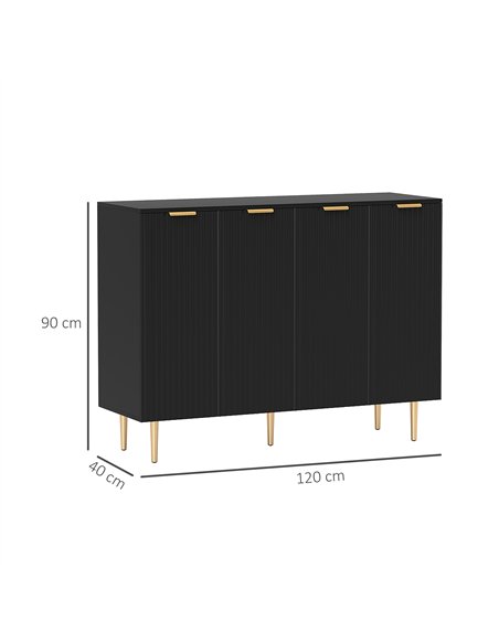 HOMCOM Sideboard Buffet Cabinet, Modern Kitchen Storage Cabinet with Adjustable Shelves and Metal Legs, Black - pic 193317 | FastDaddyshop