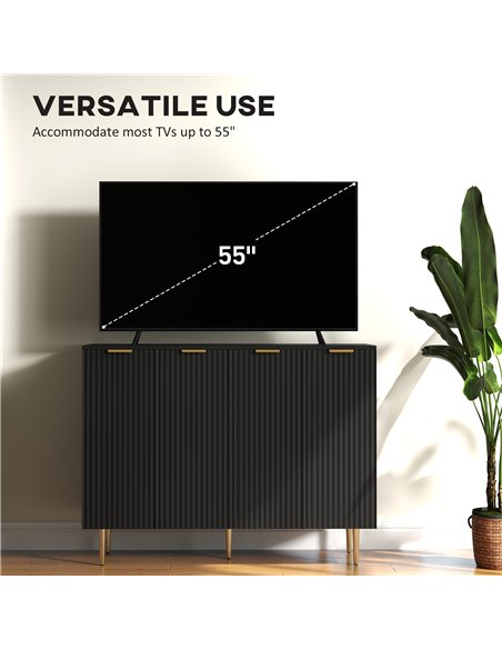 HOMCOM Sideboard Buffet Cabinet, Modern Kitchen Storage Cabinet with Adjustable Shelves and Metal Legs, Black - pic 193320 | FastDaddyshop